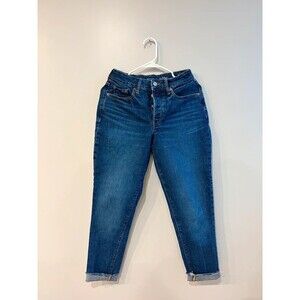 Old Navy High Rise OG Straight Ankle Jeans 6 Medium Wash Button Fly Cropped